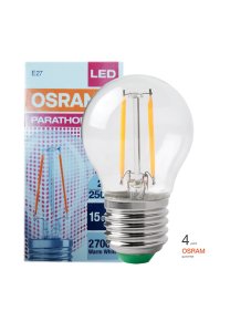LED E27 2,5W filament kulka przeźroczysta 25W P45 270lm OSRAM