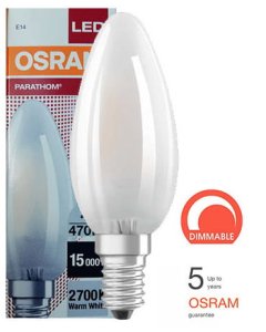 LED E14 5W DIM 40W ściemniacz filament matowa świeczka B35 OSRAM