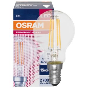 LED E14 4W 470lm filament kulka przeźroczysta P45 40W OSRAM