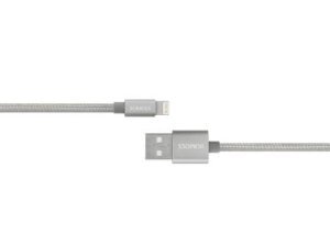 Przyłącz kabel zasilający USB na typ USB lighting iPhone wzmacniany 1m. szary Romoss