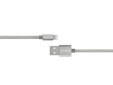 Przyłącz kabel zasilający USB na typ USB lighting iPhone wzmacniany 1m. szary Romoss 
