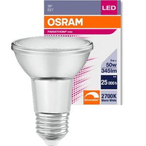 LED E27 5W PAR20 50W ciepła 345lm OSRAM
