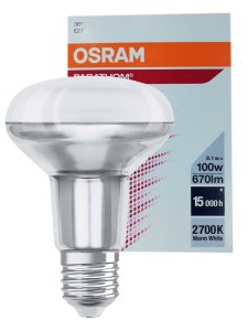 LED E27 9,1W R80 reflektor 100W 36º ciepła 670lm OSRAM