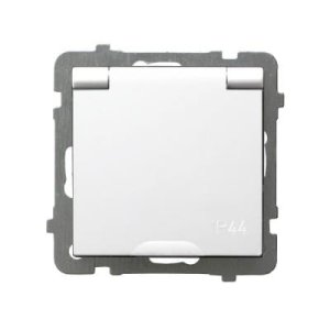 Gniazdo bryzgoszczelne AS IP44  z/u p/t białe 