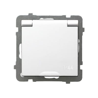 Gniazdo bryzgoszczelne AS IP44  z/u p/t białe  