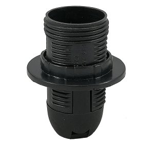 Oprawka E14 plastikowa czarna z kołnierzem