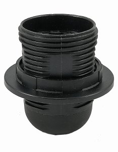 Oprawka E27 plastikowa czarna z kołnierzem
