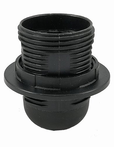 Oprawka E27 plastikowa czarna z kołnierzem 