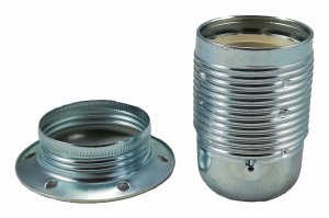 Oprawka E27 metalowa srebrna z kołnierzem