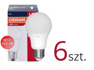 LED E27 8,5W ciepła 806lm 60W OSRAM 6szt.