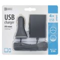 Ładowarka zasilacz samochodowy 4x USB 2m V0216 