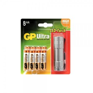 Bateria LR06 AA GP 8szt. + latarka