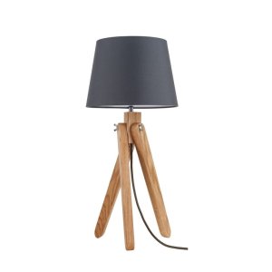 Lampa stołowa drewniana dąb abażur antracyt RUNE 6314670 51cm
