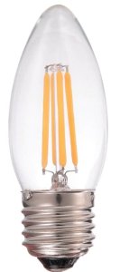 LED E27 4W świeczka C37 filament ciepła 