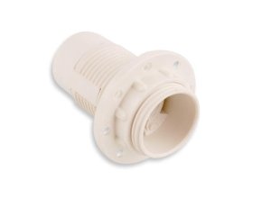 Oprawka E14 plastikowa biała z kołnierzem
