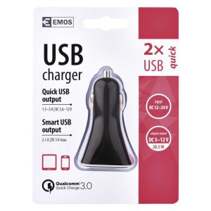 Ładowarka zasilacz samochodowy 2x USB 3.0 V0213