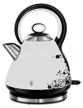 Czajnik bezprzewodowy 1,8L Floral 2300W metal biały 21693  Russell Hobbs 